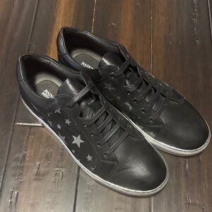 Badgley Mischka Men's Black Leather Star-Accent Sneakers